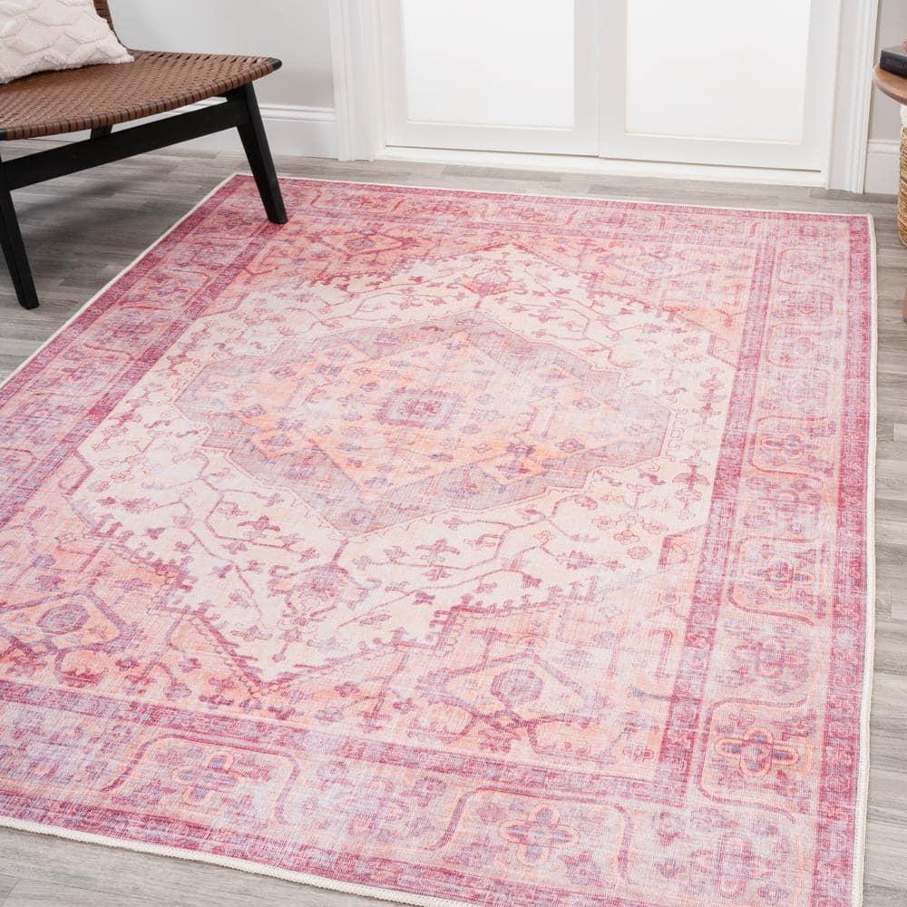 4' x 6' Alacati Ogee Medallion Machine Washable Indoor/Outdoor Area Rug, Red/Orange/Cream - JONATHAN Y