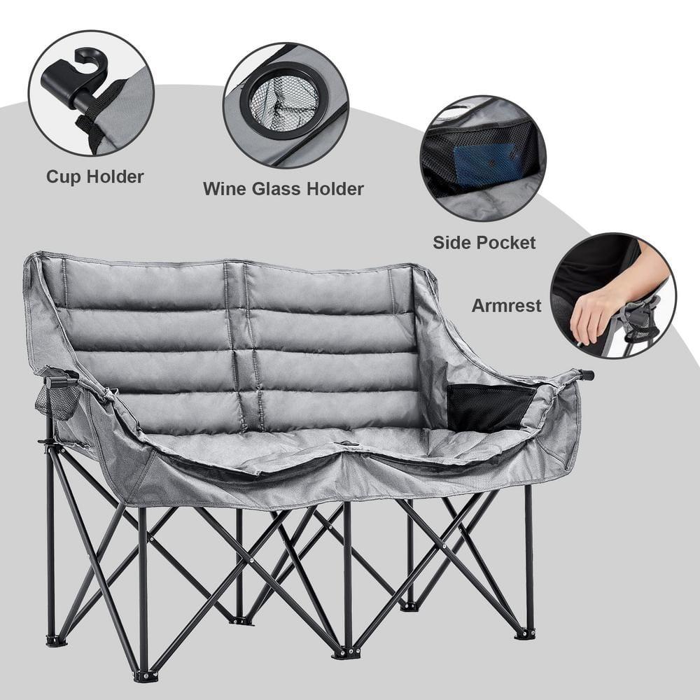 XXXL Oversized 2 Person Fully Padded Camping Chair Heavy Duty Portable Folding Lawn Chair Patio Chair 990 lbs. Capacity