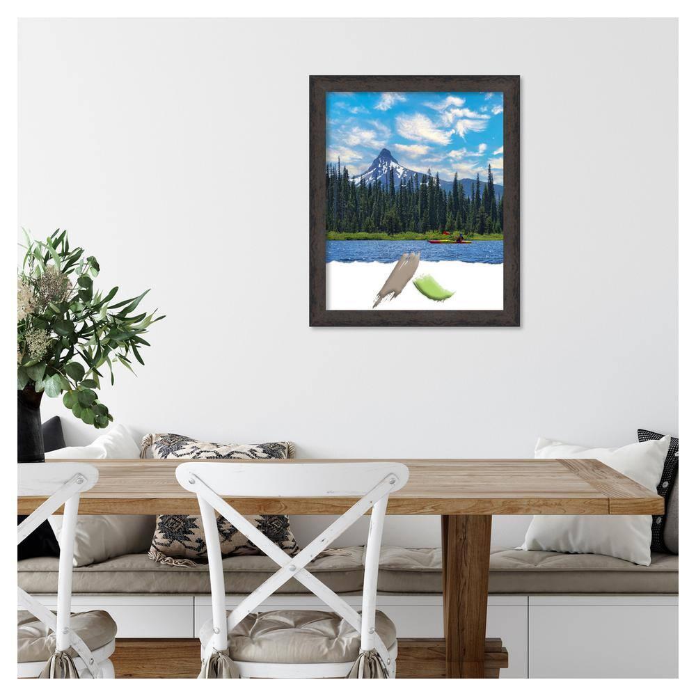 Amanti Art Dappled Black Brown Narrow Wood Picture Frame Opening Size 18x22 in.