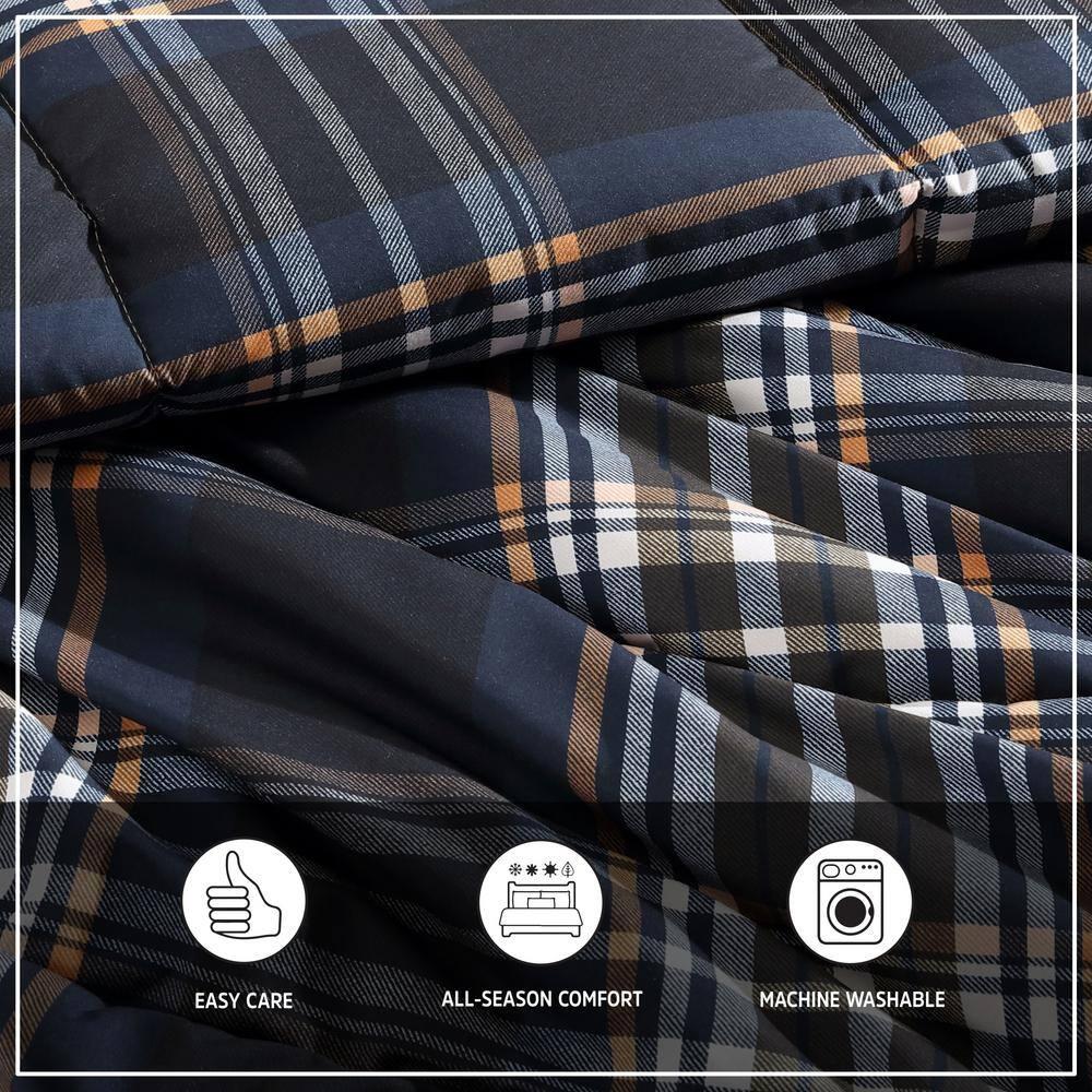 Wrangler 3pc Full/Queen City Flats Plaid Duvet Set Blue: Microfiber Bedding, OEKO-TEX Certified