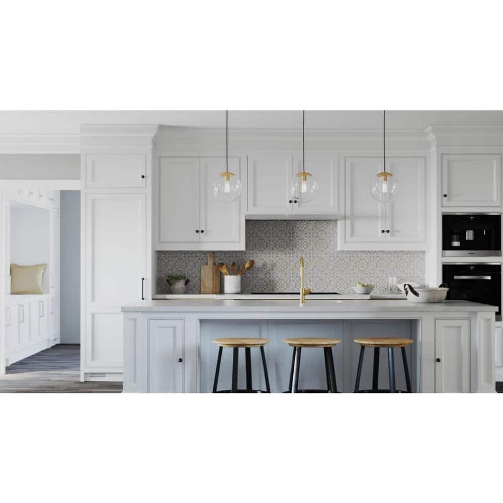 Progress Lighting Atwell 1-Light Glass Globe Pendant, Brushed Nickel, Clear Glass Shade