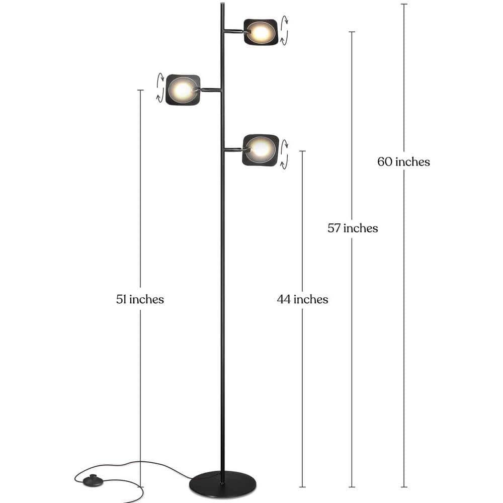 Brightech Tree Industrial LED 3-Way Dimming Floor Lamp with 3 Adjustable Spot Lights
