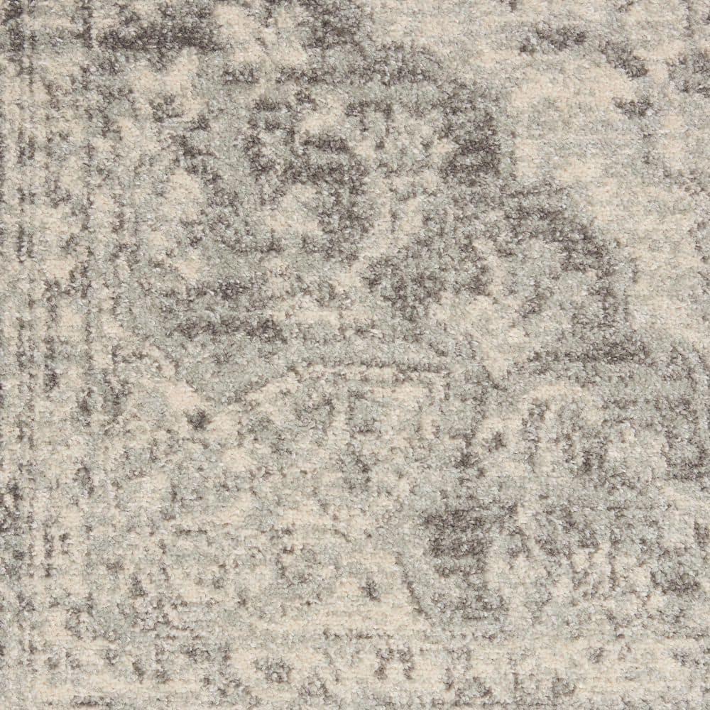 Nourison Tranquil Vintage Persian Center Medallion Area Rug Ivory Grey 5'3" x 7'3"