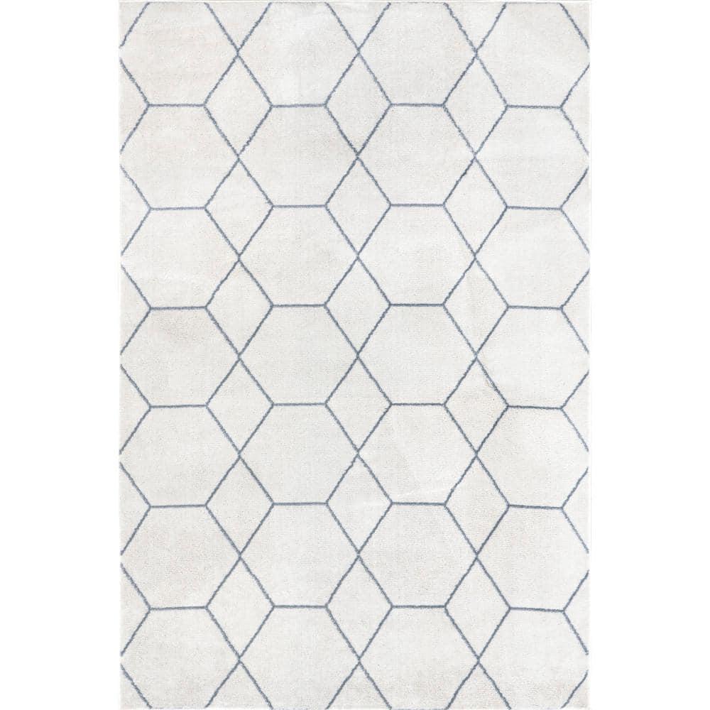 Nuloom Veronica Geometric 5x8 Indoor Area Rug for Living Room Bedroom Dining Room Kitchen, Blue/Ivory