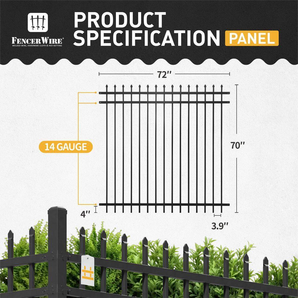 Fencer Wire Fencer Wire 4/ 5/ 6FT H X 6FT W Heavy Duty Pinnacle Fence Barrier Panel, Anti-Rust Metal Fencing Panel