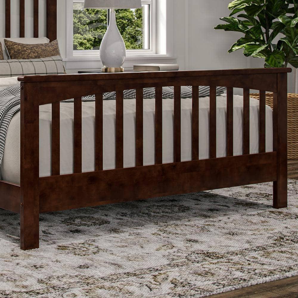 Brooklyn Queen Wood Foundation Bed with Matching Footboard in Walnut