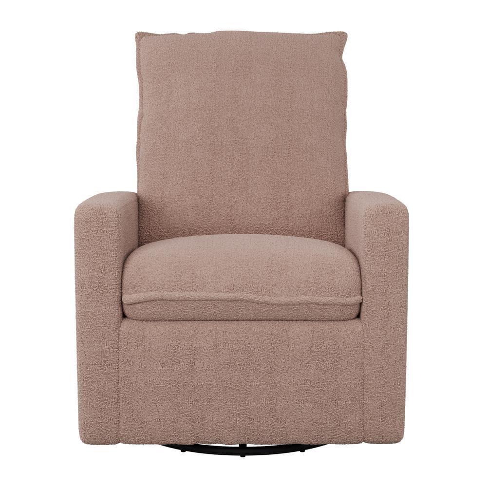 CorLiving Caillie Boucle Glider Recliner Chair Pink: Upholstered Swivel, 300lb Capacity, Contemporary Design