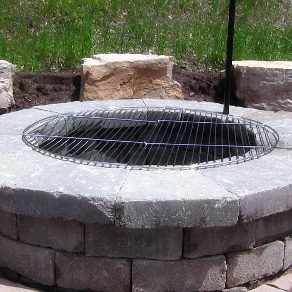 Sunnydaze Outdoor Camping Portable Heavy-Duty, Foldable Chrome-Plated Fire Pit Cooking Grill Grate - 36"