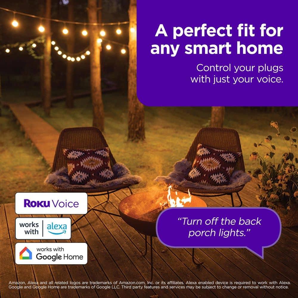 Roku Smart Home Outdoor Smart Plug SE with Custom Scheduling, Independent Outlets, and IP64 Weather Resistance - 15 Amps