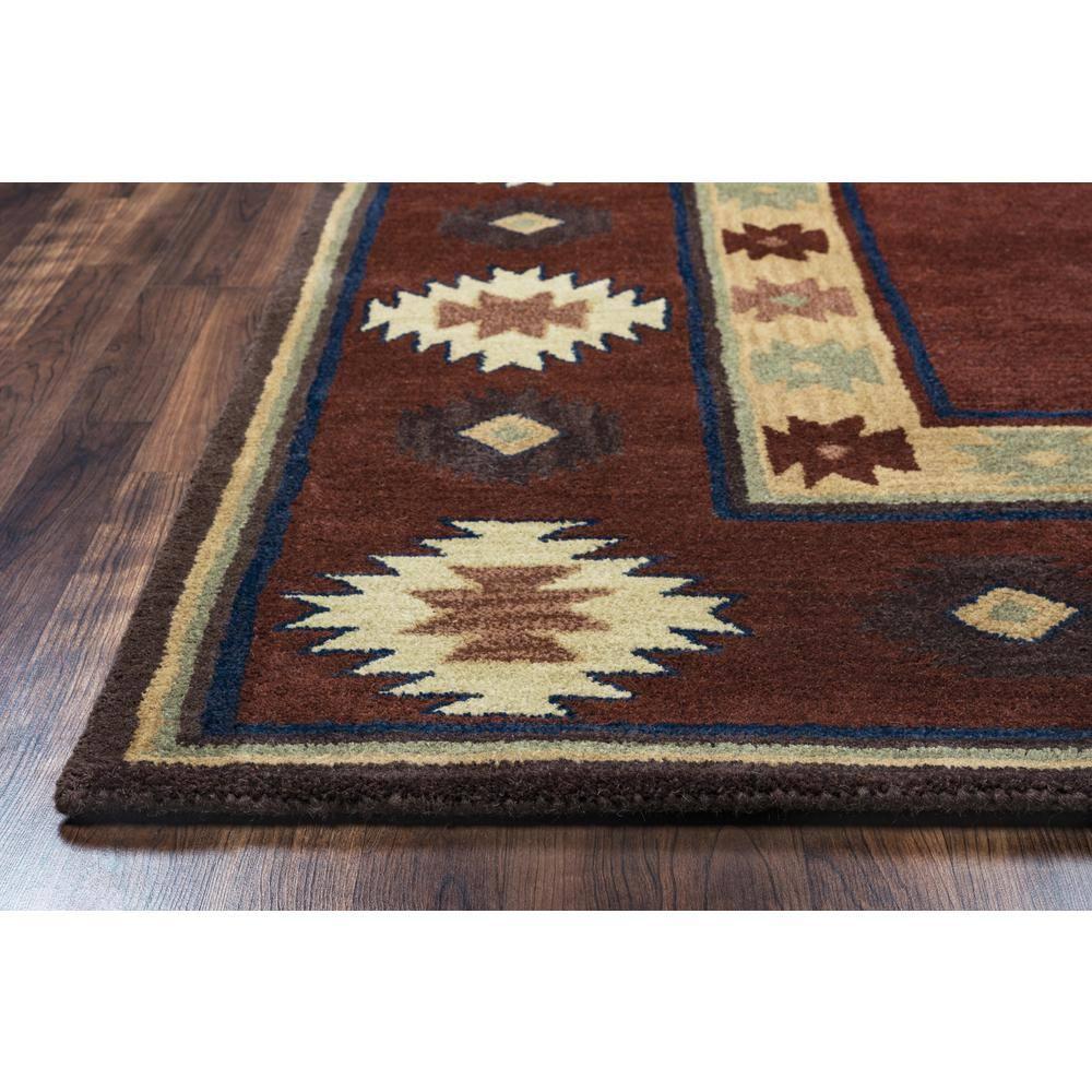 Alora Decor 8'x8' Ryder Southwest Border Round Area Rug Burgundy