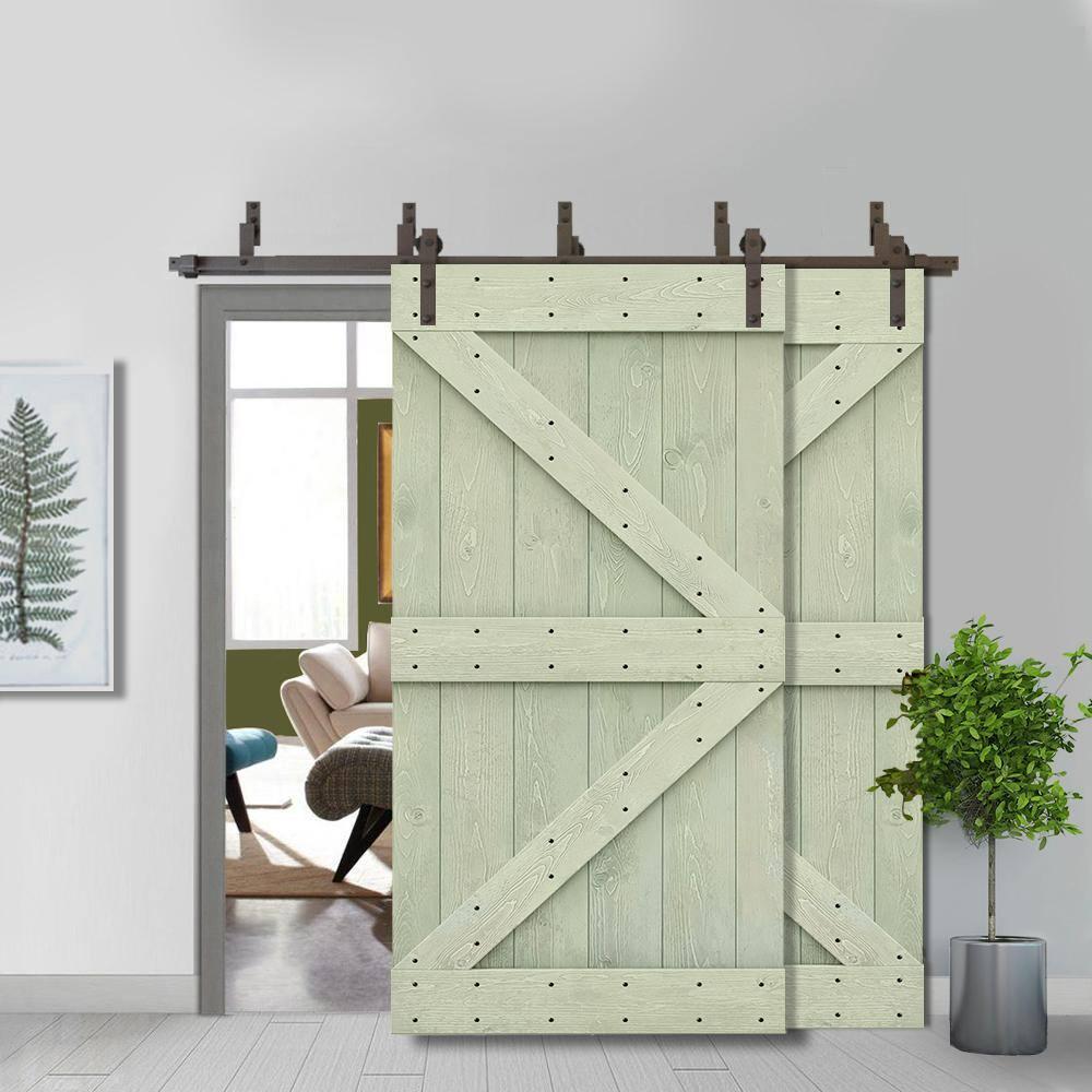 Calhome 84'' Solid Wood Paneled Painted with Installation Hardware Kit Barn Door