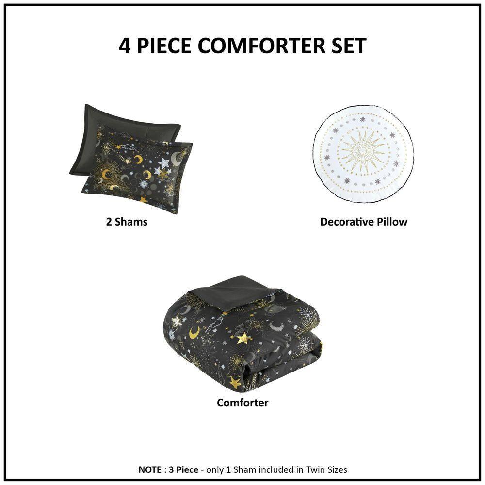 Celia Blush/Gold Starry Sky Metallic Print Comforter Set