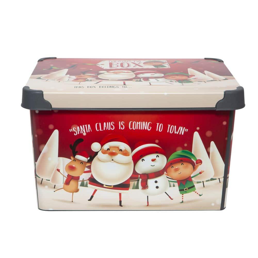 Simplify Santa Clause is Coming to Town Design Plastic Storage Tote