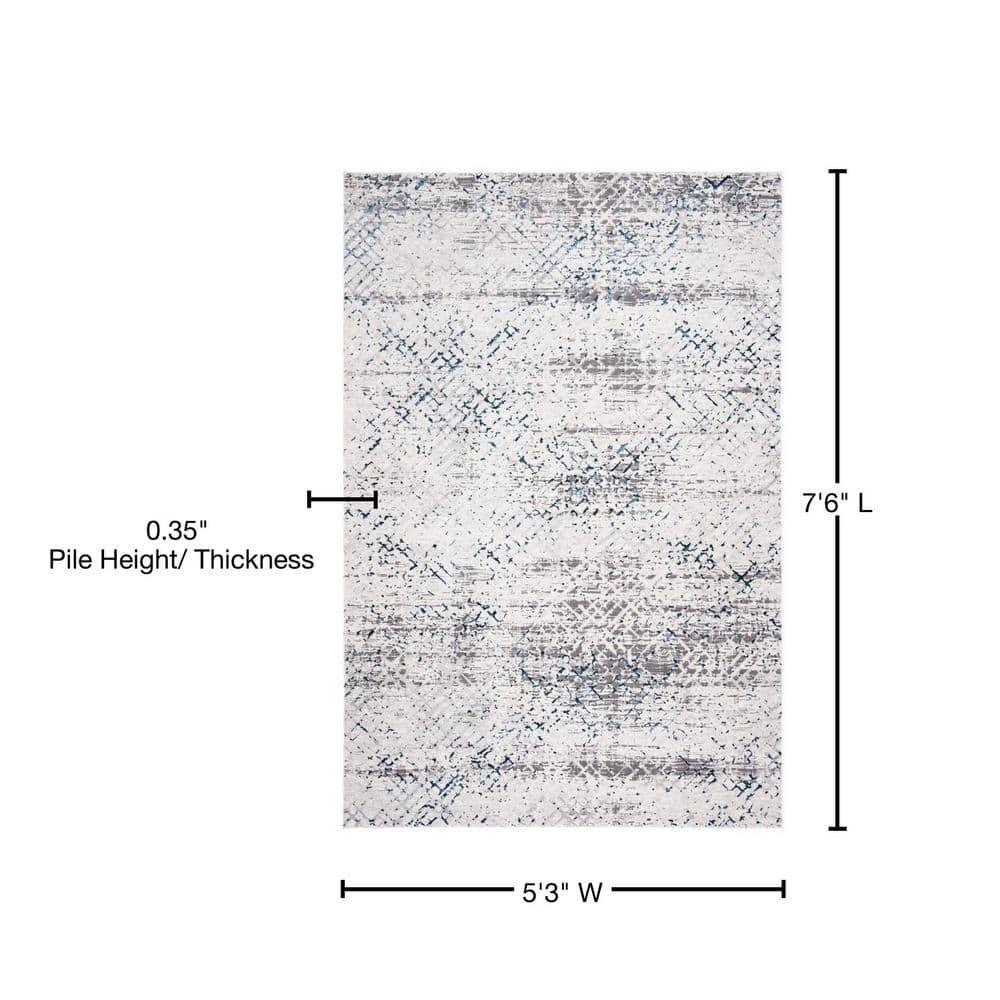 Amalfi AMF552 Power Loomed Area Rug - Cream/Navy - 5'3"x7'6" - Safavieh.