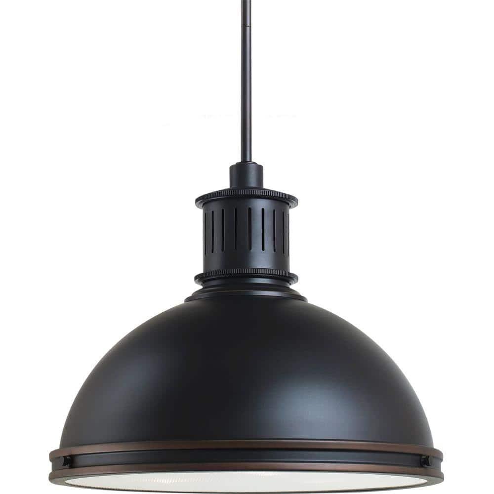 Autumn Bronze Industrial Bowl Pendant with Clear Textured Glass Shade