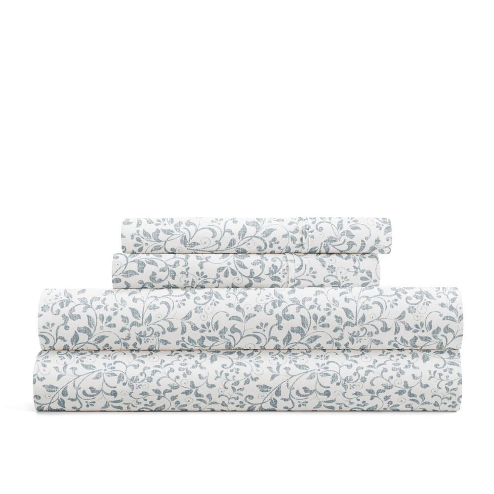 IEnjoy Home 4 Piece Sheet Set Patterned Microfiber Ultra Soft Bedding in Floral Dream