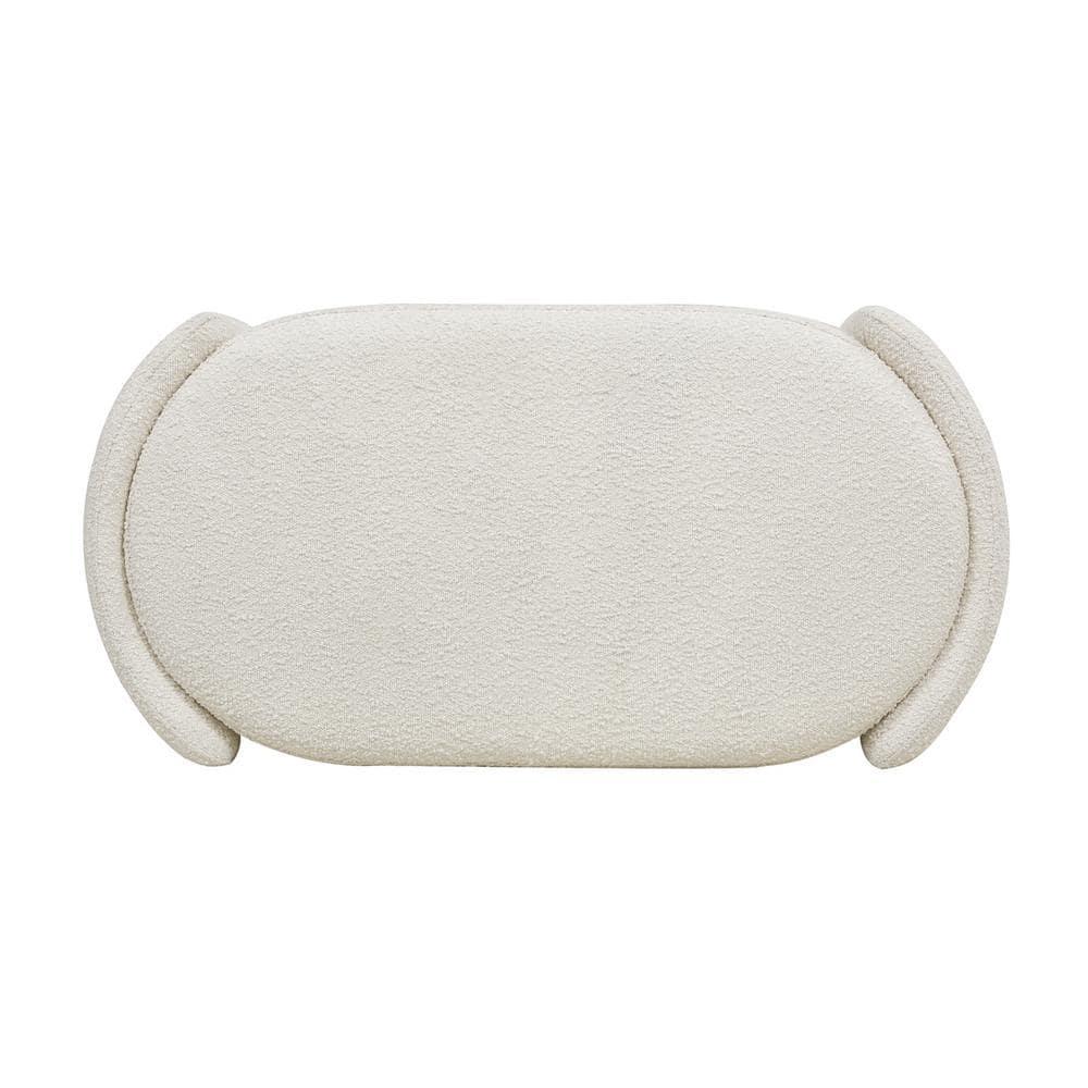 Jennifer Taylor Home Fuji 44" Upholstered Boucle Oval Storage Bench Ivory White