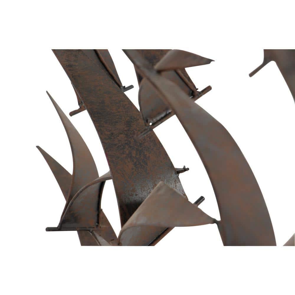 DecMode Black Metal Sleek Flying Flock Of Bird Wall Decor