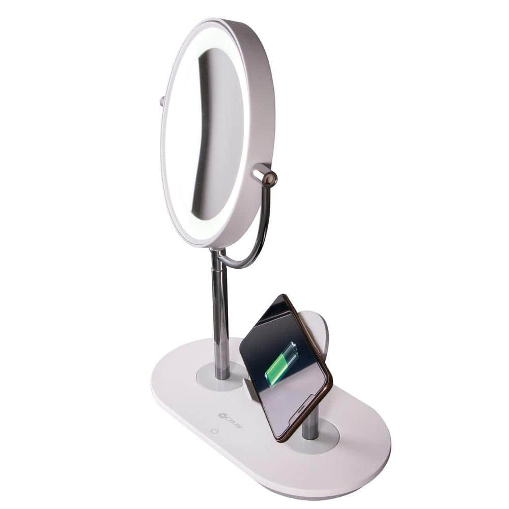 ClearSun LED Countertop Makeup Mirror with Wireless Charging