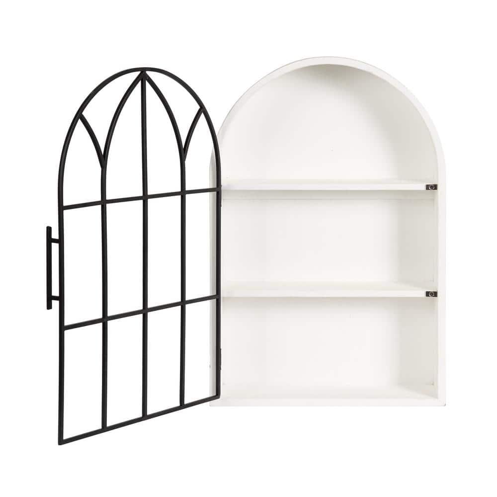 Kate and Laurel Megara Arched Wall Mounted Cabinet, 16x6x24, Black