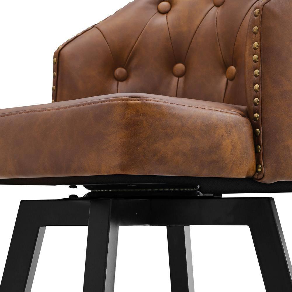 Dycanpo 26" Tall Counter Height Bar Stools Set of 4 with Back Faux Leather for Home Kitchen, Brown