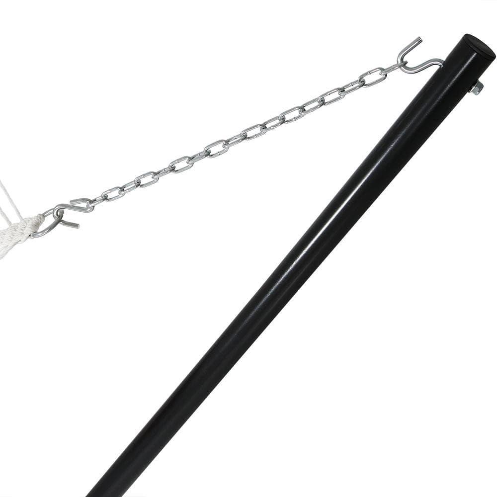 Sunnydaze Outdoor 2-Person Double Polyester Quilted Hammock with Wood Spreader Bar and 12ft Black Steel Stand - Catalina Beach