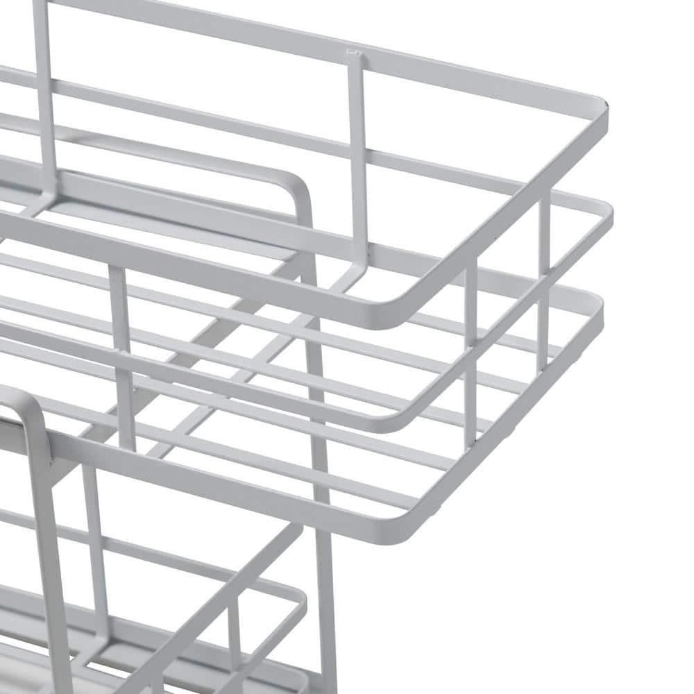 Honey-Can-Do Flat Wire Sliding Basket Organizer - White: Kitchen Organizer, Under Sink Storage, Steel, 12" H x 14" W x 8" D
