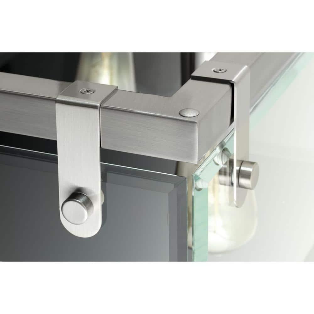 Progress Lighting Glayse 4-Light Semi-Flush Convertible Fixture, Brushed Nickel, Beveled Glass Shade
