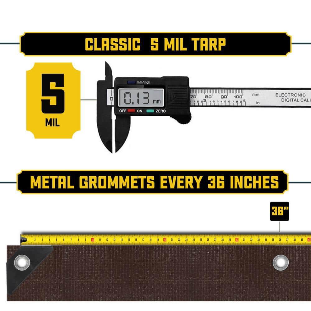 Core Tarps 5 Mil Heavy Duty Polyethylene Tarp, Waterproof, UV Resistant