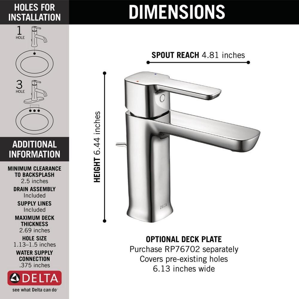 Chrome Modern Single-Hole Bathroom Sink Faucet
