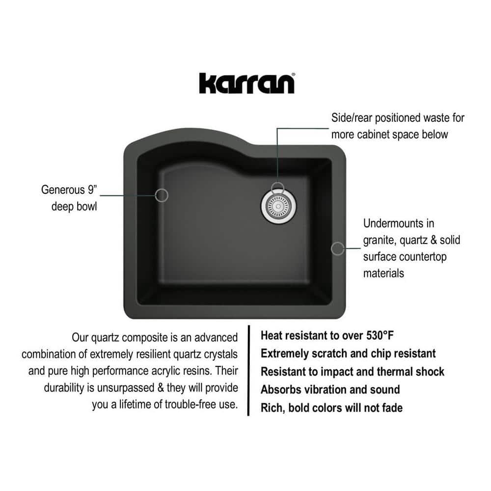 Karran Undermount Quartz Composite 24'' X 20-3/4'' Single Bowl Kitchen Sink
