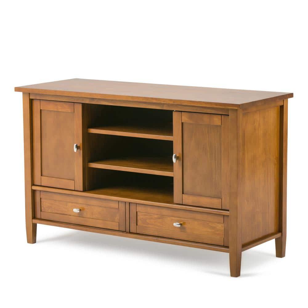 Simpli Home Warm Shaker 47"W Solid Wood TV Stand for TVs up to 55" with 2 Storage Cabinets and 2 Drawers