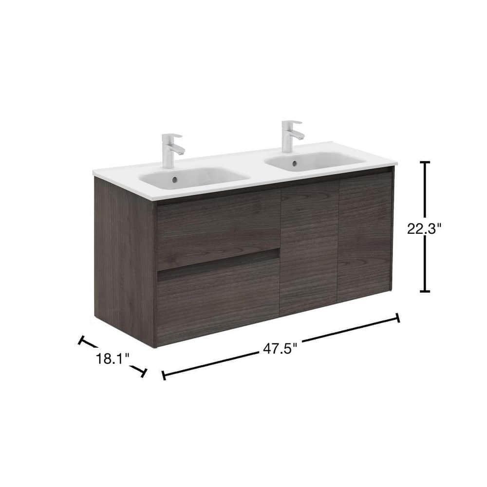 WS Bath Collections Ambra 47.5'' Double Bathroom Vanity with Ceramic Top