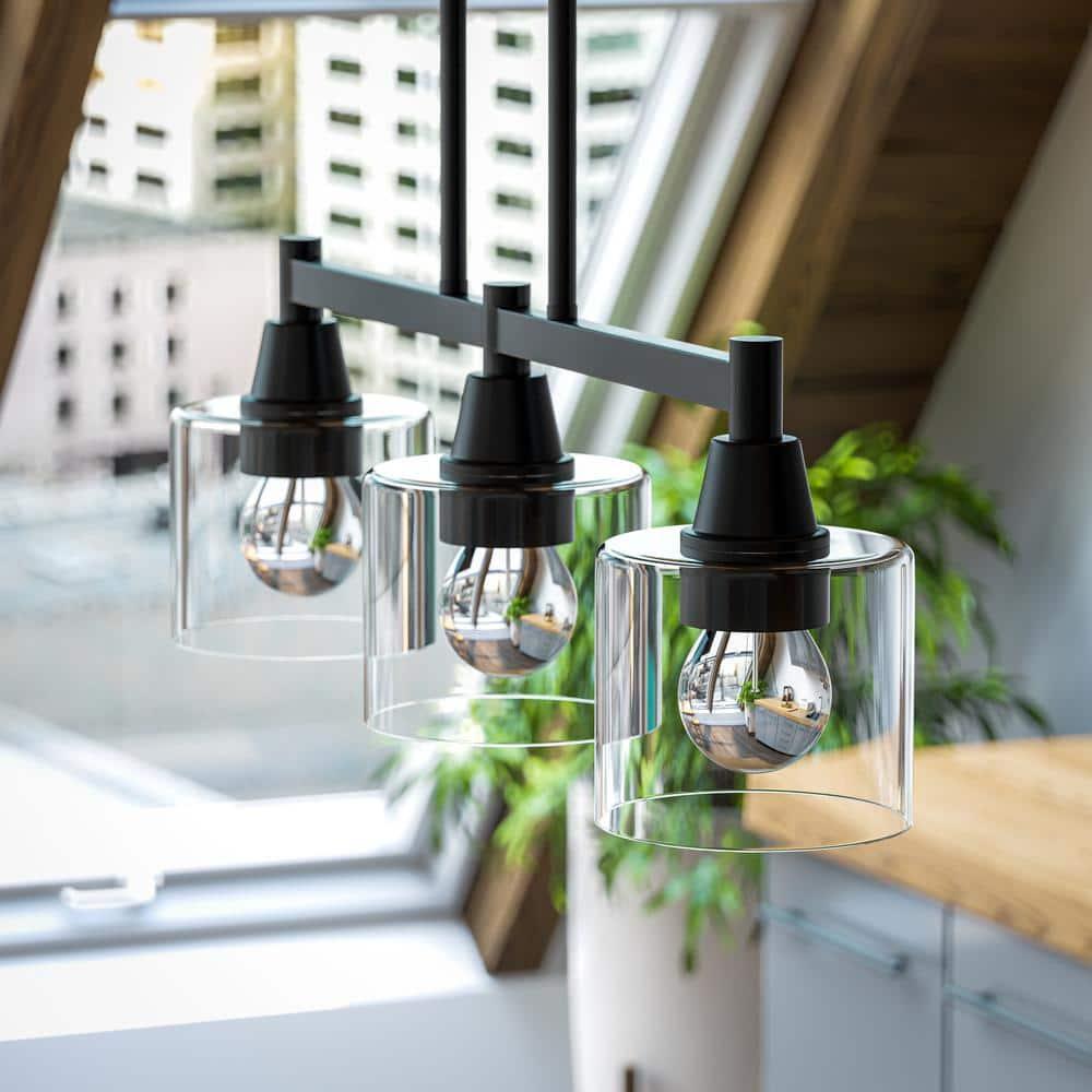 Hampton Bay Oron Black Linear Island Pendant Hanging Light, Kitchen Lighting