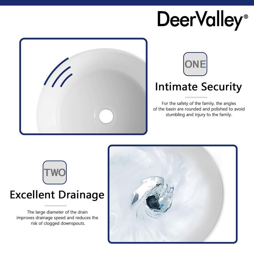 DeerValley Symmetry 16" Circular/Round White Vitreous Vessel Bathroom Sink