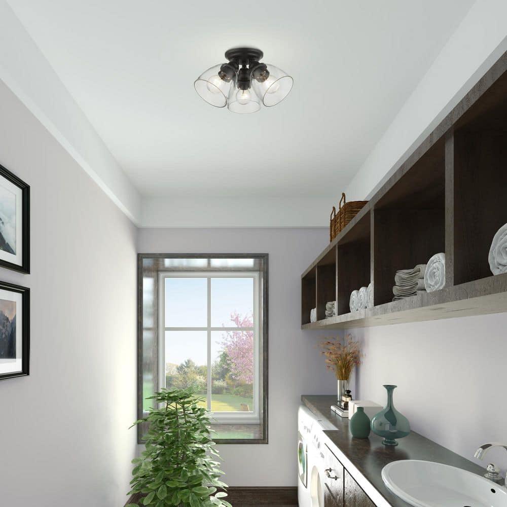 Livex Lighting Montgomery 3 - Light Flush Mount in  Black