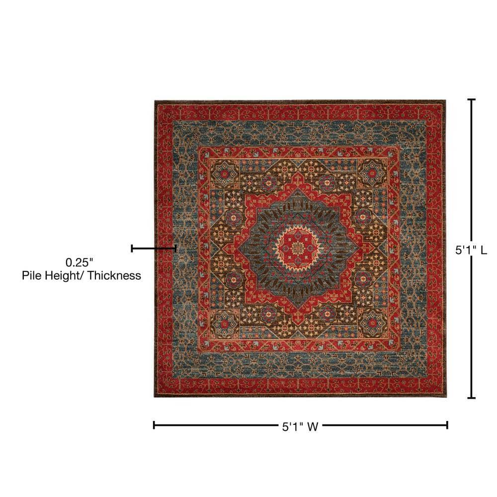 Mahal MAH620 Power Loomed Indoor Area Rug - Navy/Red - 5'1"x5'1" - Safavieh.