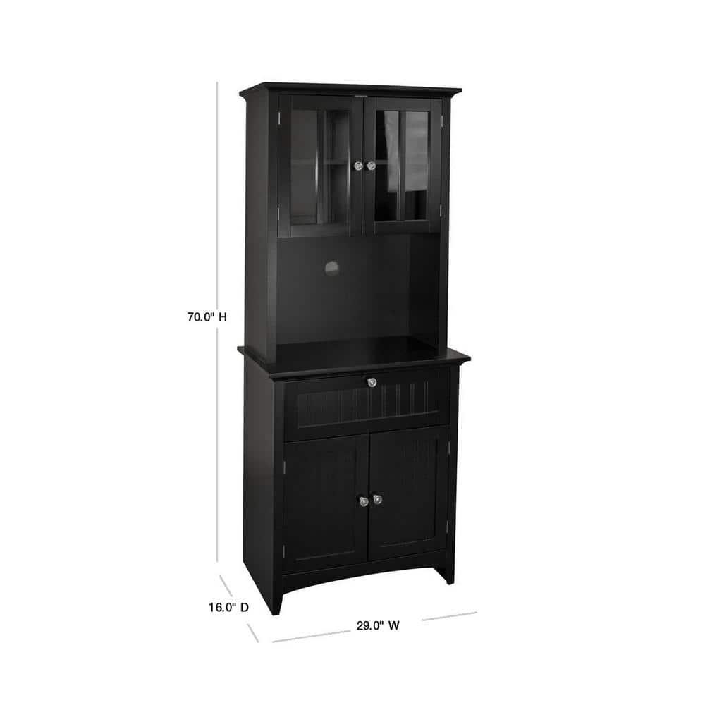 OS Home & Office Buffet & Hutch with Framed Glass Doors & Drawer, Black