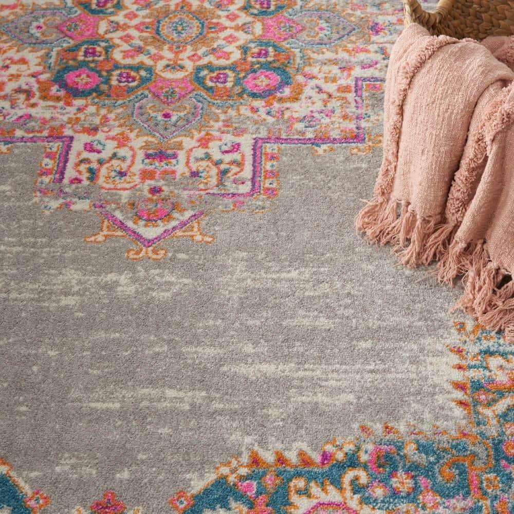 Nourison Passion Medallion Bohemian Indoor Rug Grey 8' x 10'