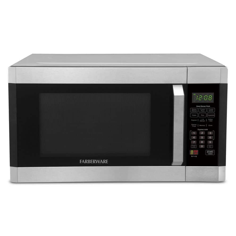 Farberware Professional 1.6 Cu. Ft. 1100-Watt Microwave Oven with Smart Sensor, Stainless Steel with Platinum
