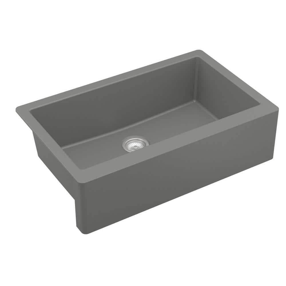 Karran Farmhouse/Apron-Front Quartz Composite 34'' X 21-1/4'' Single Bowl Kitchen Sink