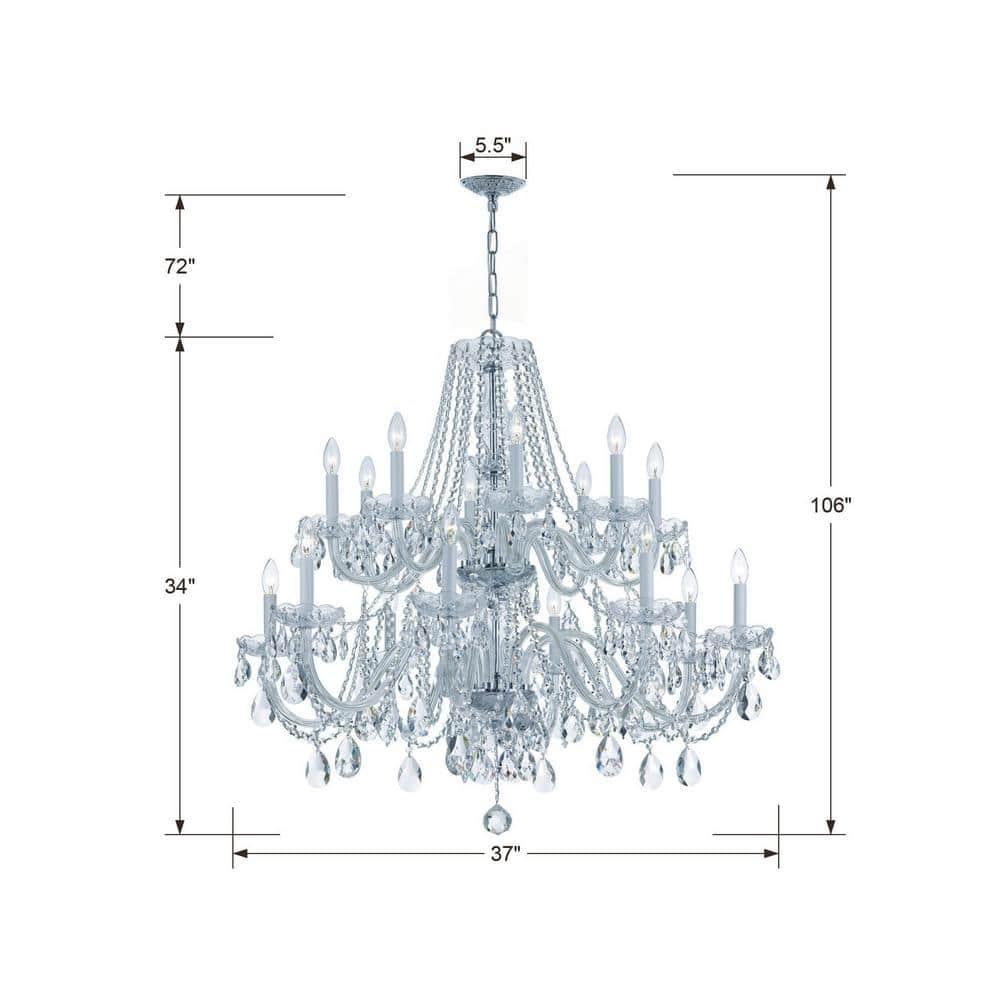 Crystorama Traditional Crystal 37"W Polished Chrome 16-Light Chandelier