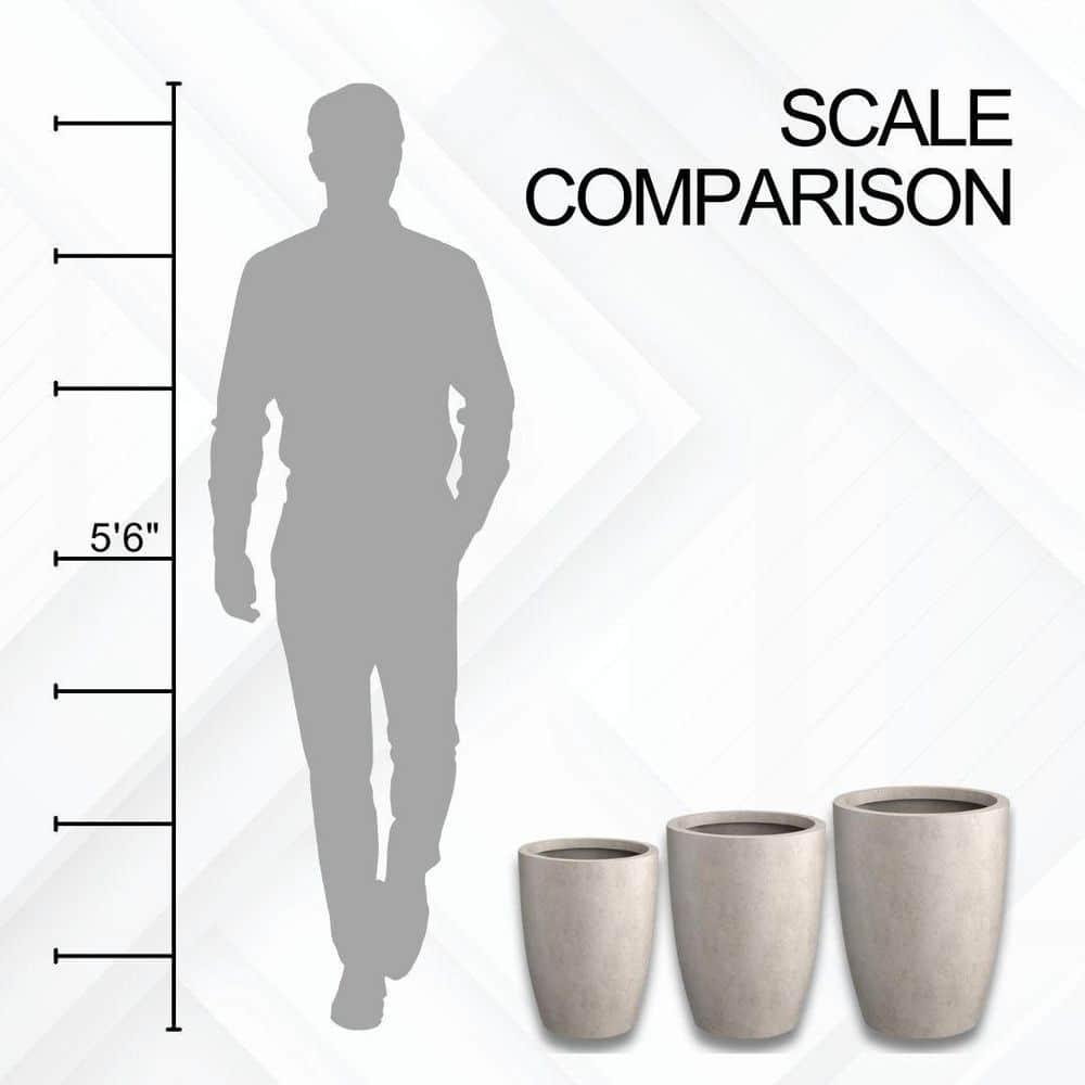 Rosemead Home & Garden 3pc Concrete Outdoor Planter Pots Beige