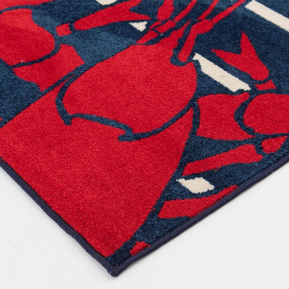 Patio Brights Sapphire/Snow 6 ft. x 9 ft. Lively Lobsters Polypropylene Indoor/Outdoor Area Rug