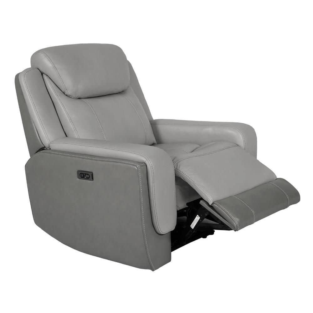 Ebern Designs Juna Zero Gravity Power Recliner Chair With Headrest, Gray Genuine Leather