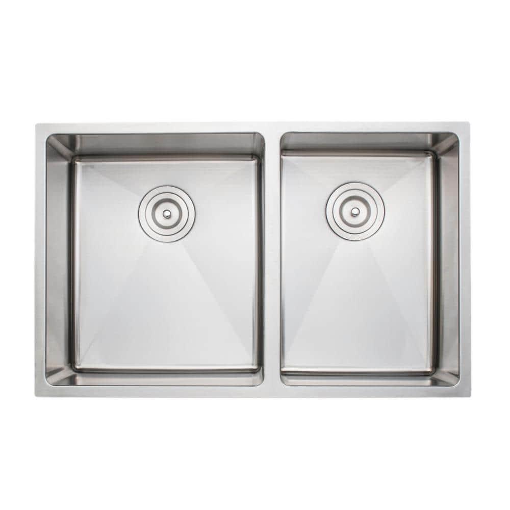 Wells Sinkware CSU3020-97 Chef's Series 30'' L Undermount Double Bowl Stainless Steel Kitchen Sink