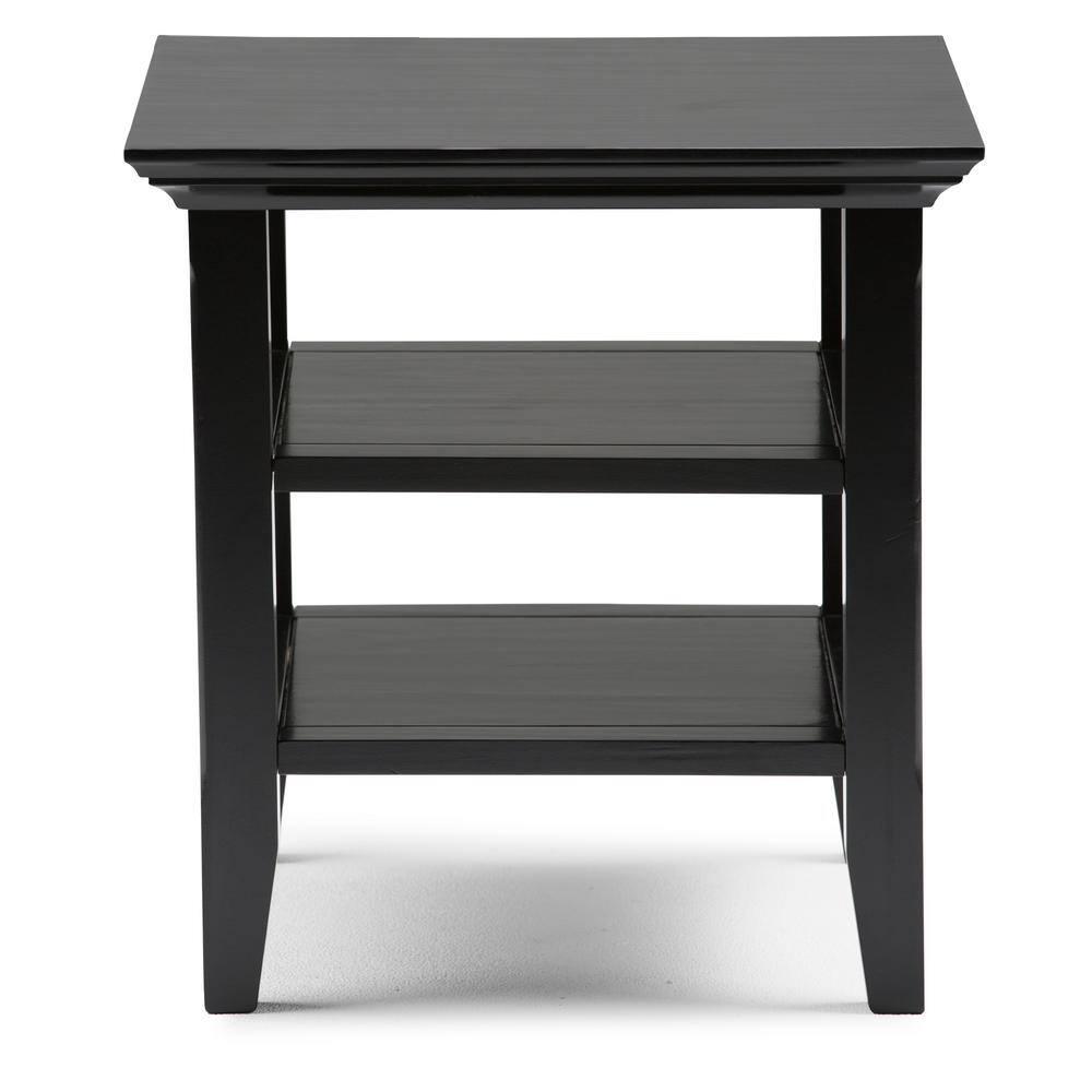 Simpli Home Acadian Solid Wood Transitional Table with Open Shelves