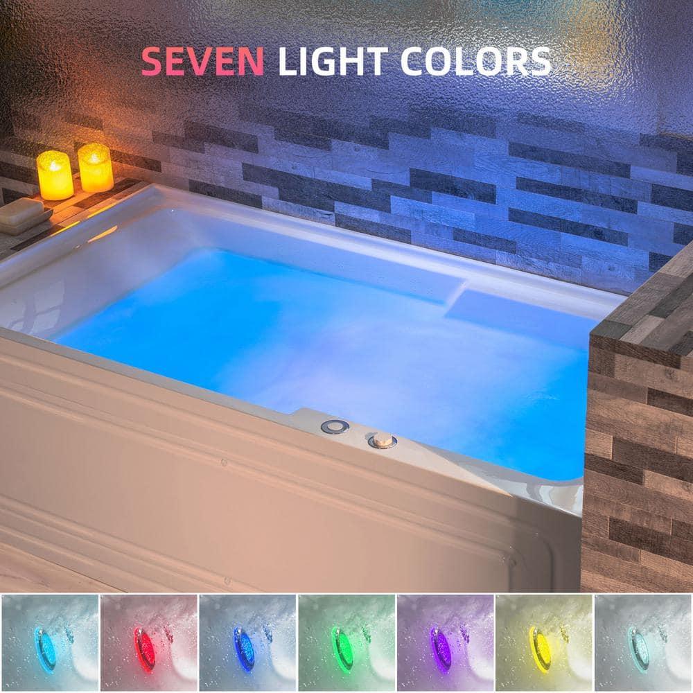 60" x 30" Whirlpool Heated Rectangular Alcove Acrylic Bathtub with Chrome/Matte Black Drain and Overflow