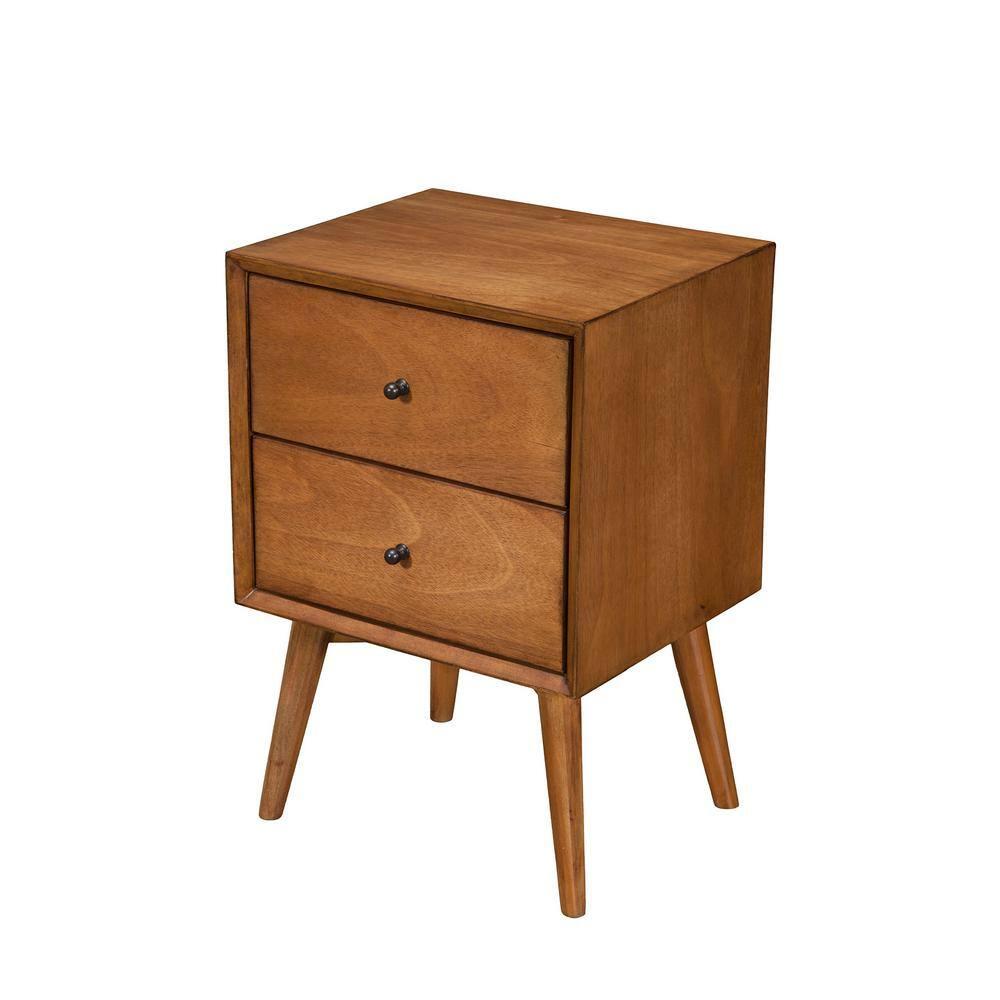 Alpine Furniture Flynn Nightstand, 18" W x 15" D x 26" H, Acorn