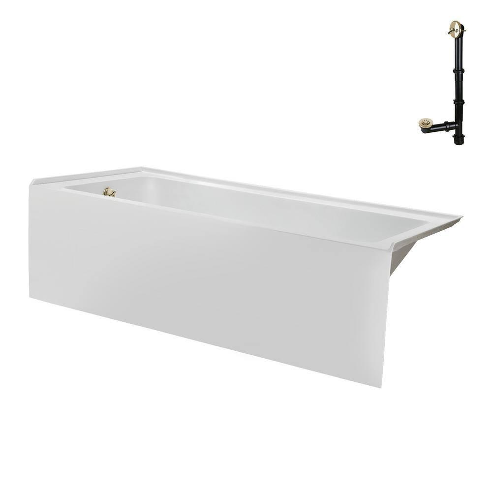 Streamline Bath Streamline 60 in. x 30 in. Acrylic Left-Hand Drain Alcove Bathtub in Glossy White With External Drain NAL-5320-PBR